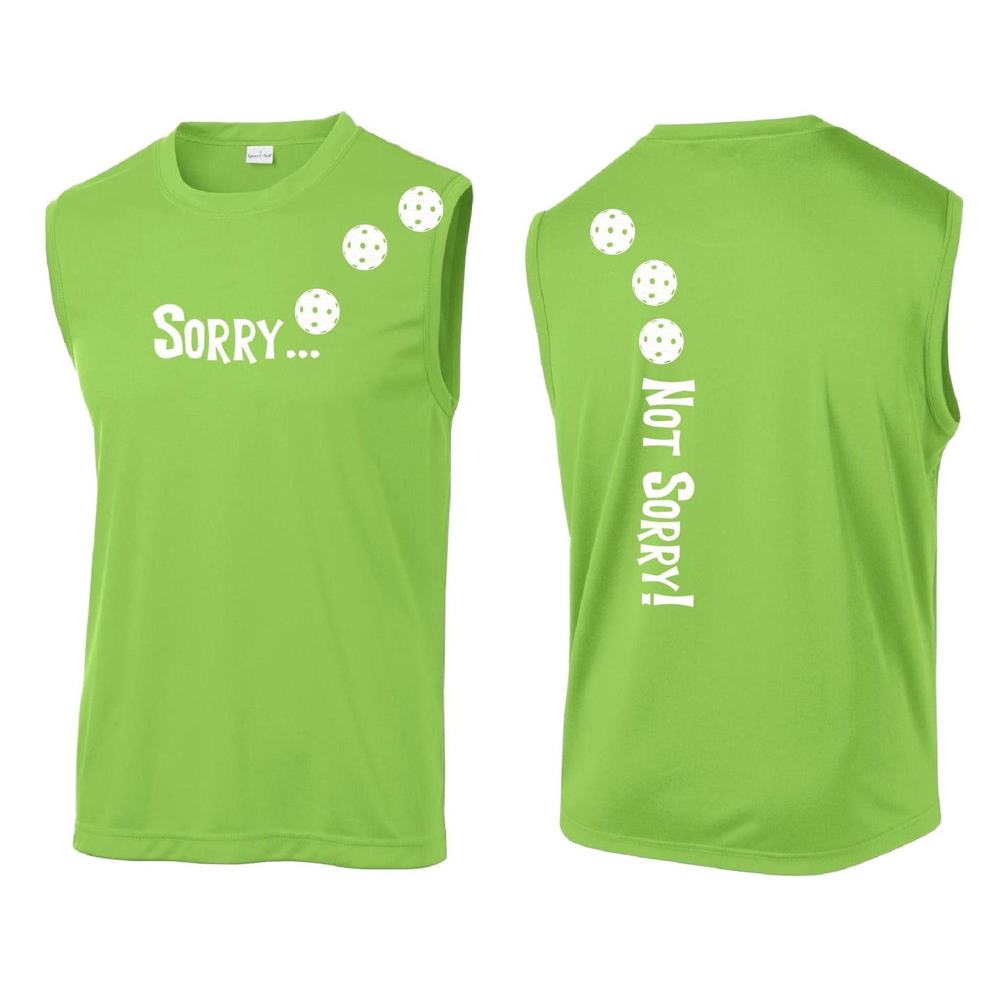Sorry Not Sorry (Pickleballs Red White Yellow) | Men's Sleeveless Athletic Performance T-Shirt | 100% Polyester