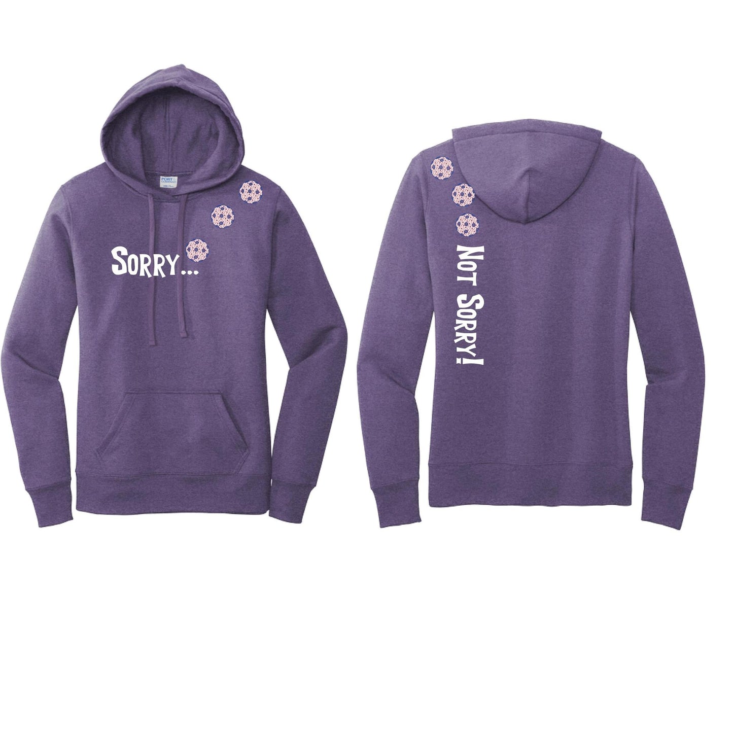 Sorry Not Sorry (Pickleballs With Stars) | Women’s Fitted Hoodie Pickleball Sweatshirt | 50% Cotton 50% Poly Fleece