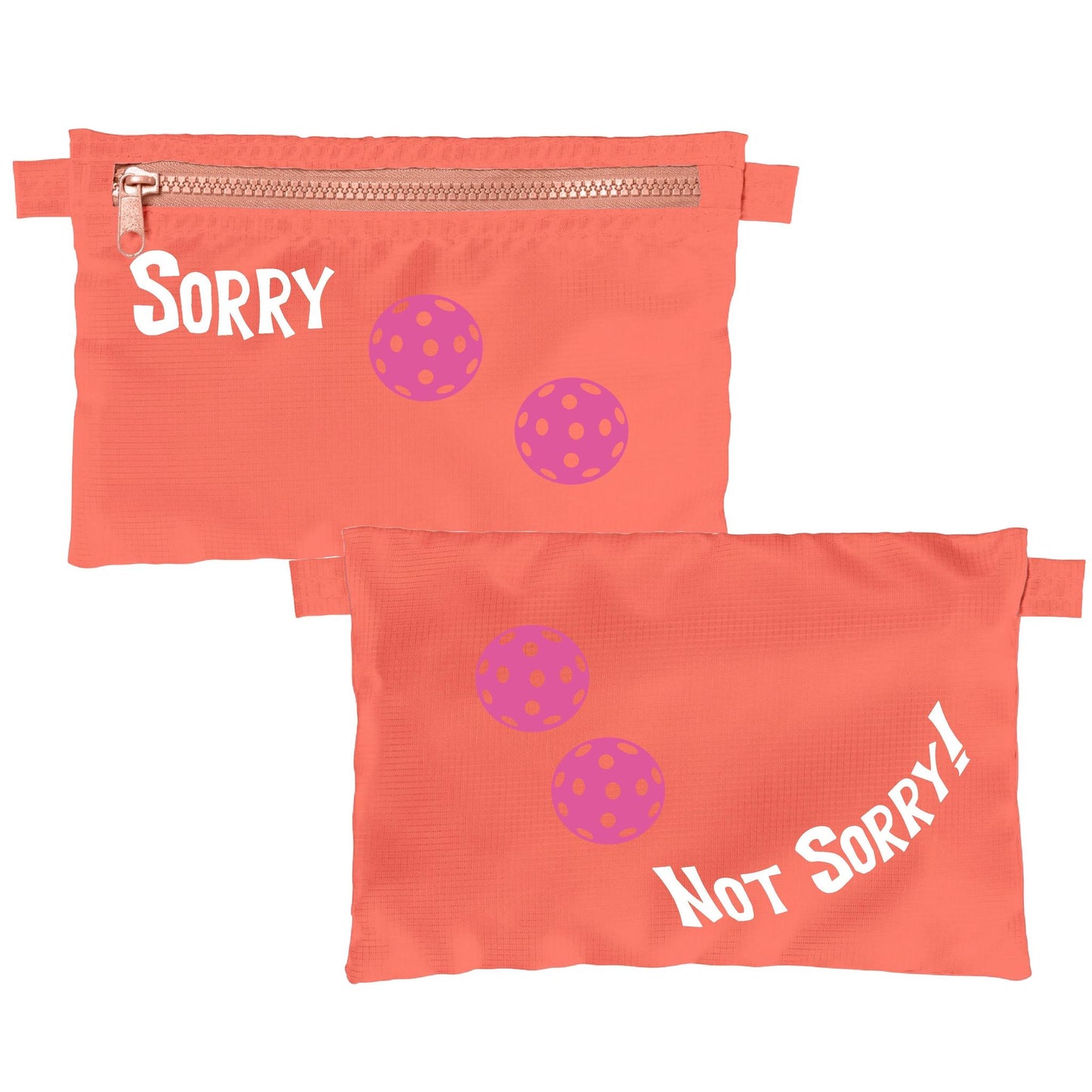 Sorry Not Sorry With Pickleballs (Customizable) | Pickleball Cosmetic Stash Pouch Bag | Small Size Court Stash Bag
