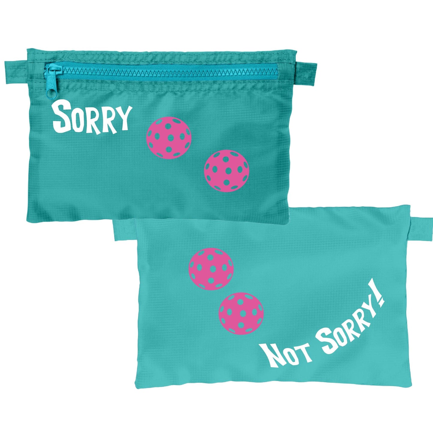 Sorry Not Sorry With Pickleballs (Customizable) | Pickleball Cosmetic Stash Pouch Bag | Small Size Court Stash Bag