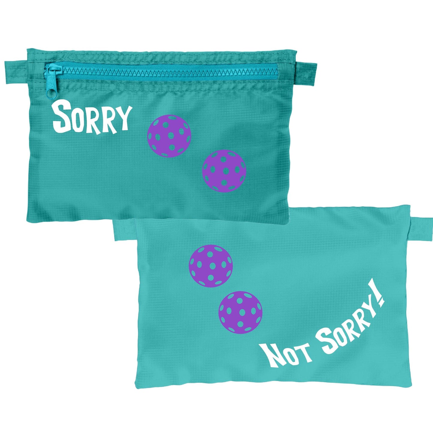 Sorry Not Sorry With Pickleballs (Customizable) | Pickleball Cosmetic Stash Pouch Bag | Small Size Court Stash Bag