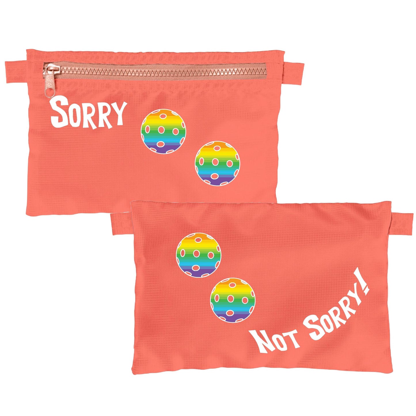 Sorry Not Sorry With Pickleballs (Customizable) | Pickleball Cosmetic Stash Pouch Bag | Small Size Court Stash Bag