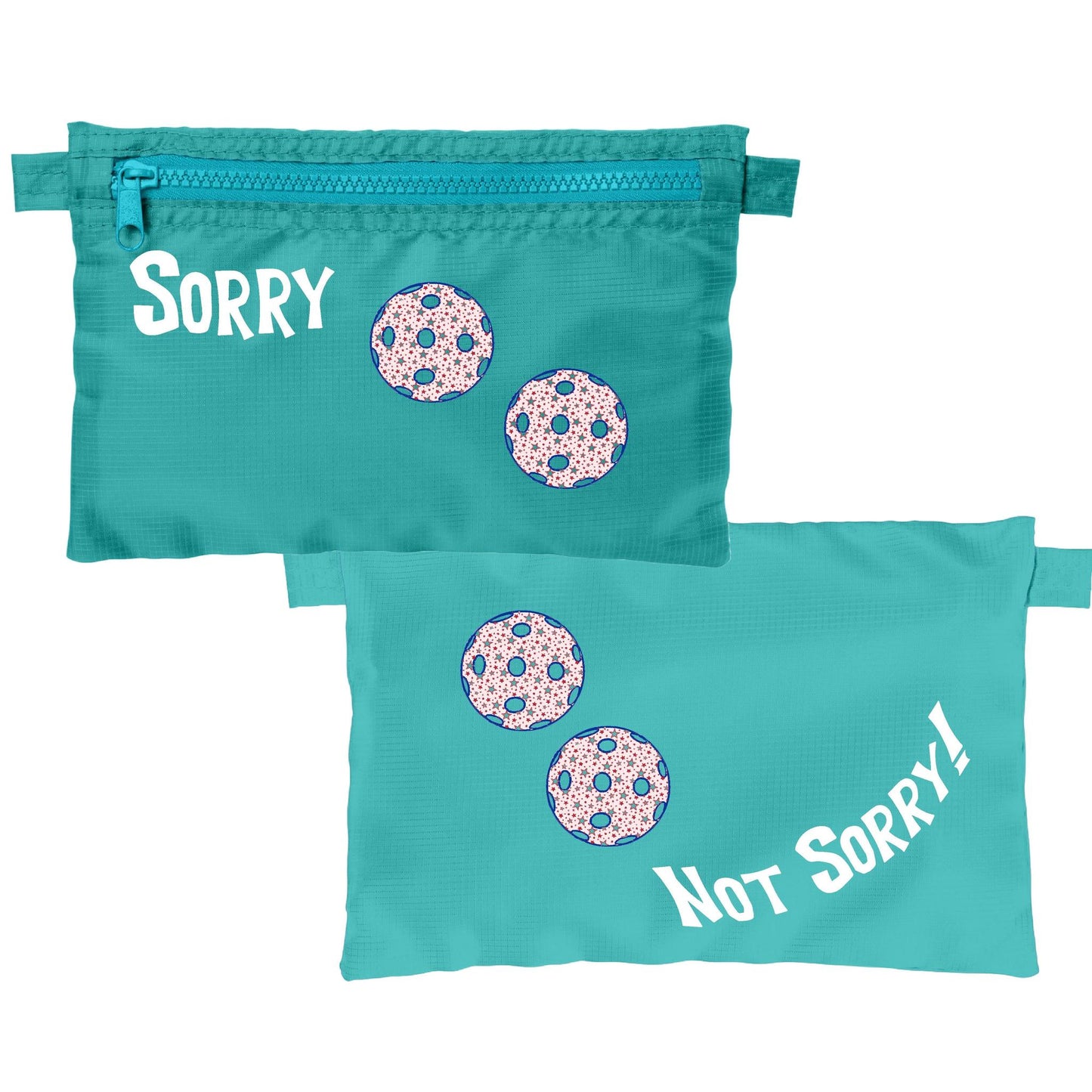 Sorry Not Sorry With Pickleballs (Customizable) | Pickleball Cosmetic Stash Pouch Bag | Small Size Court Stash Bag