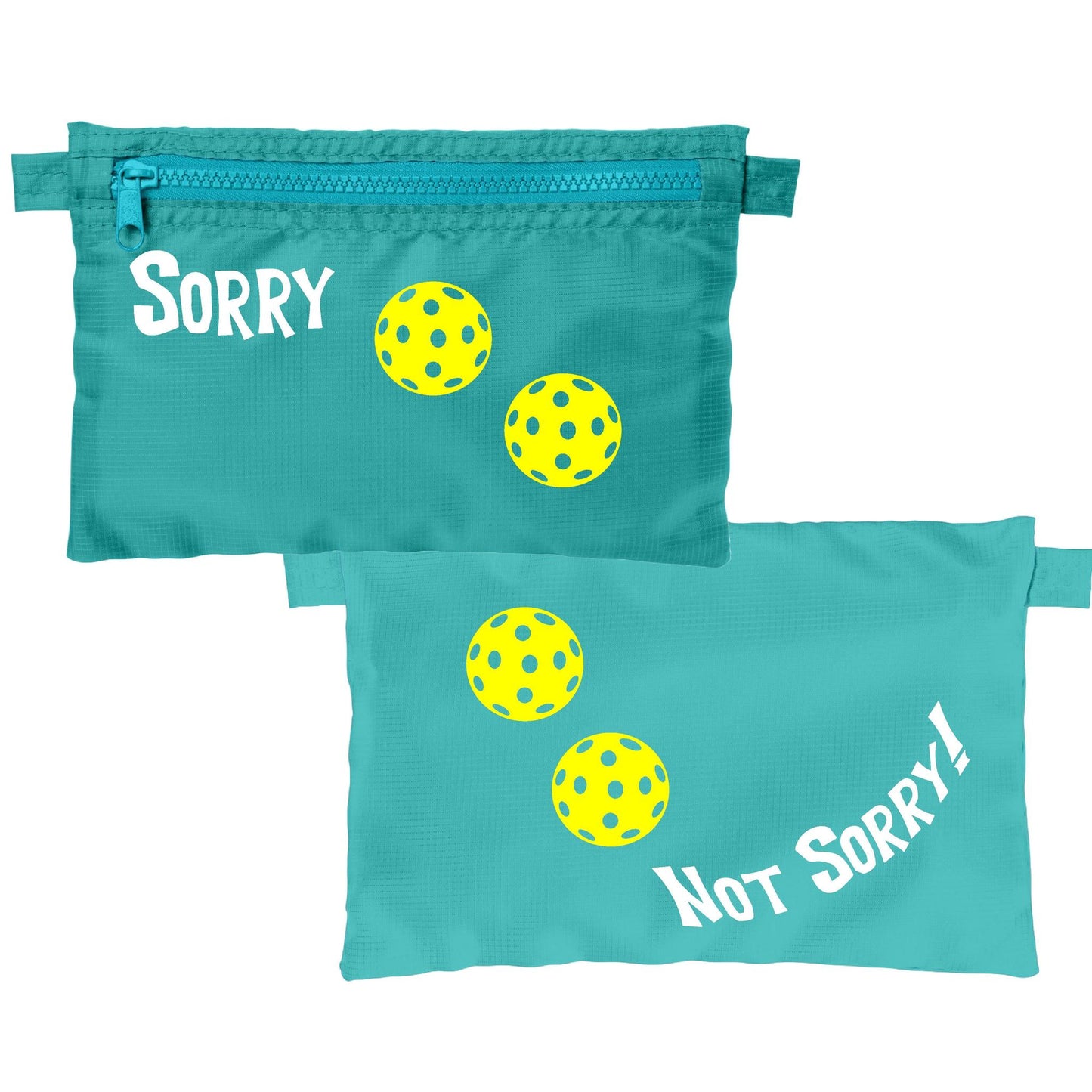 Sorry Not Sorry With Pickleballs (Customizable) | Pickleball Cosmetic Stash Pouch Bag | Small Size Court Stash Bag