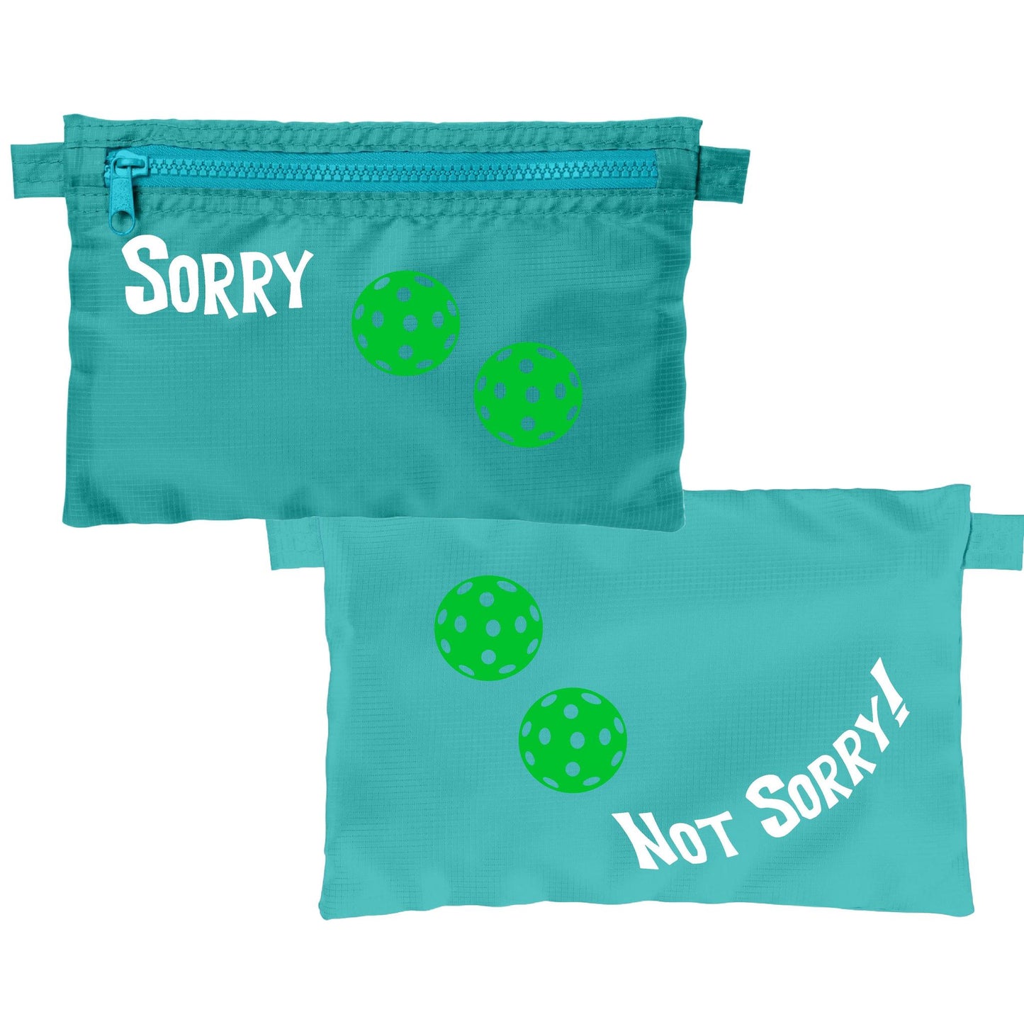 Sorry Not Sorry With Pickleballs (Customizable) | Pickleball Cosmetic Stash Pouch Bag | Small Size Court Stash Bag