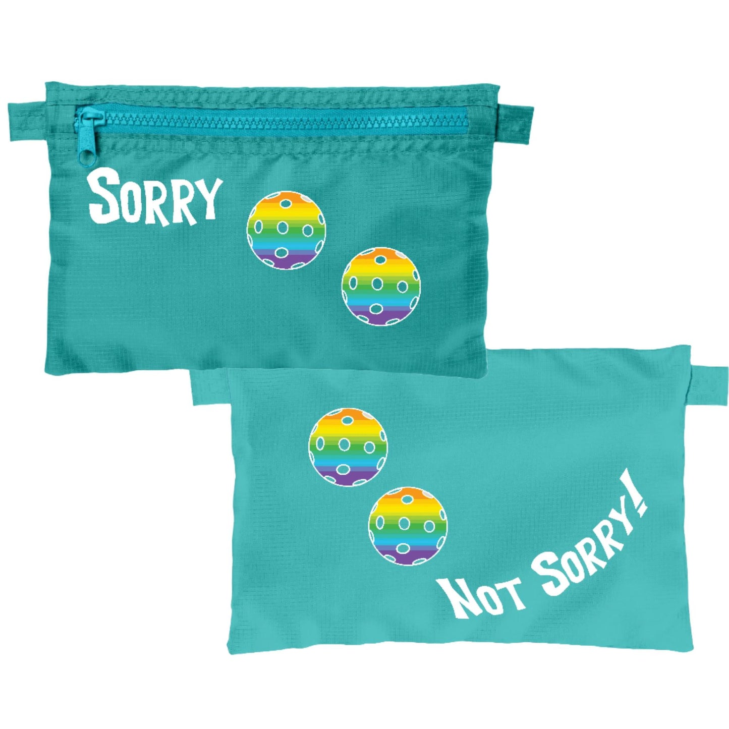Sorry Not Sorry With Pickleballs (Customizable) | Pickleball Cosmetic Stash Pouch Bag | Small Size Court Stash Bag