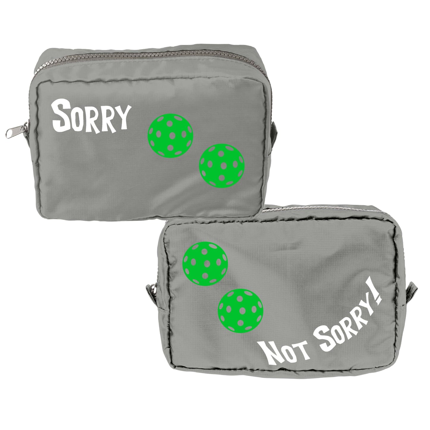 Sorry Not Sorry With Pickleballs (Customizable) | Pickleball Dimensional Cosmetic Pouch Bag | Small Size Court Dimensional Bag