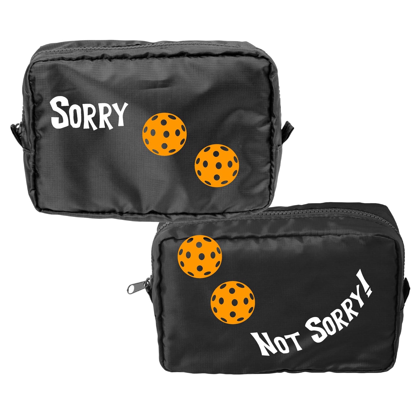 Sorry Not Sorry With Pickleballs (Customizable) | Pickleball Dimensional Cosmetic Pouch Bag | Small Size Court Dimensional Bag