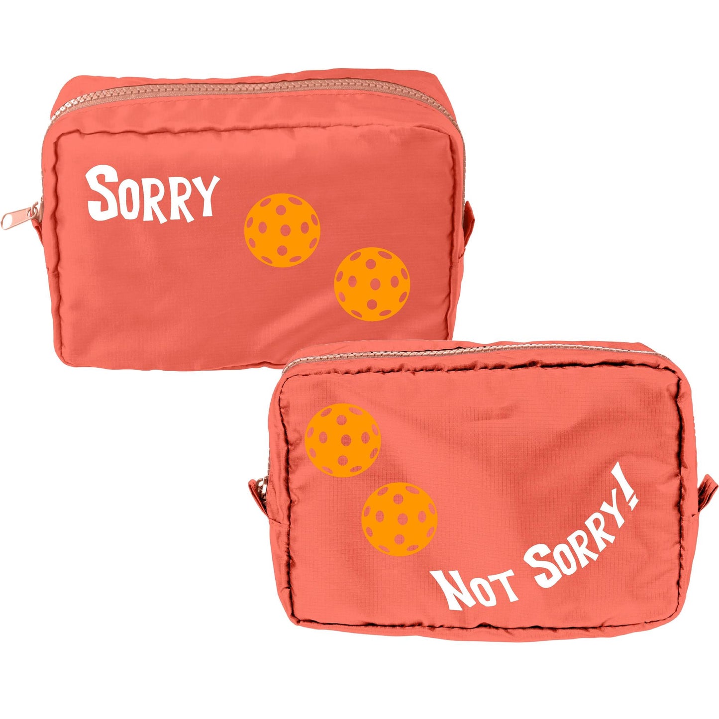 Sorry Not Sorry With Pickleballs (Customizable) | Pickleball Dimensional Cosmetic Pouch Bag | Small Size Court Dimensional Bag