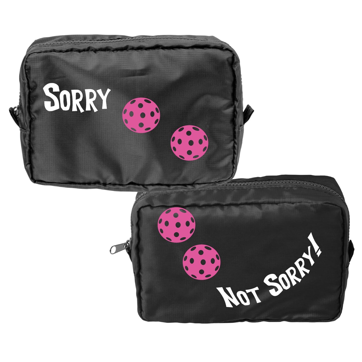 Sorry Not Sorry With Pickleballs (Customizable) | Pickleball Dimensional Cosmetic Pouch Bag | Small Size Court Dimensional Bag