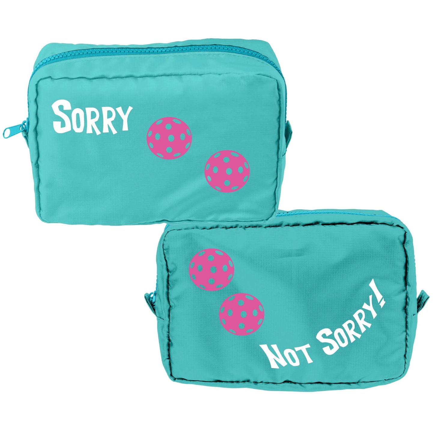 Sorry Not Sorry With Pickleballs (Customizable) | Pickleball Dimensional Cosmetic Pouch Bag | Small Size Court Dimensional Bag