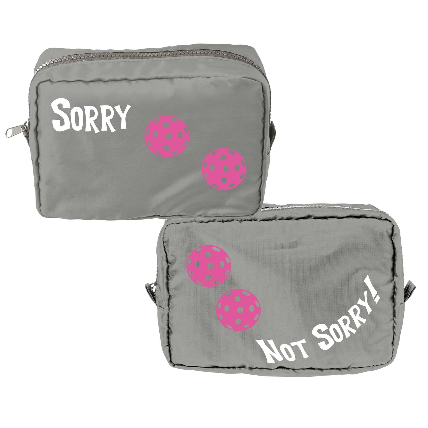 Sorry Not Sorry With Pickleballs (Customizable) | Pickleball Dimensional Cosmetic Pouch Bag | Small Size Court Dimensional Bag