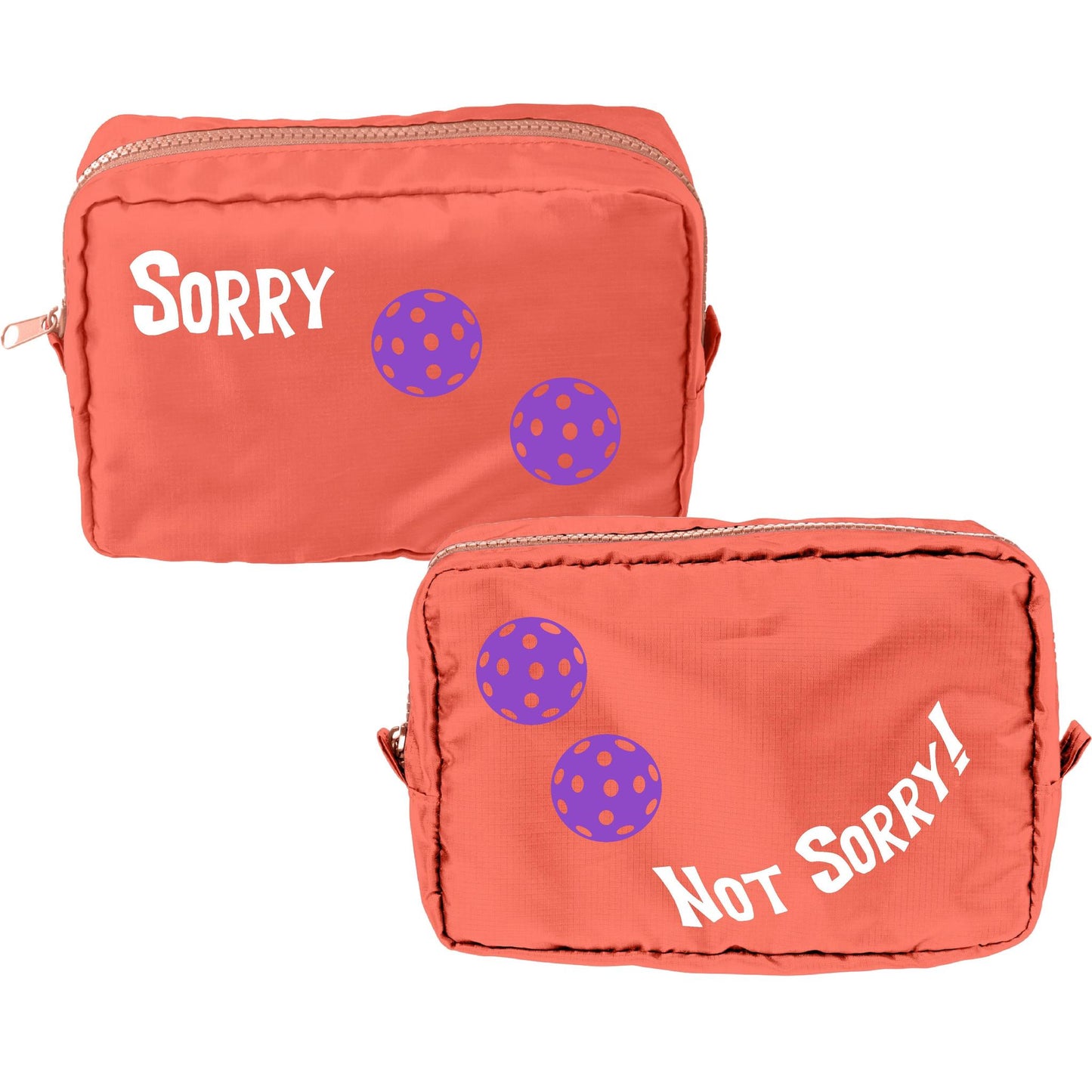 Sorry Not Sorry With Pickleballs (Customizable) | Pickleball Dimensional Cosmetic Pouch Bag | Small Size Court Dimensional Bag