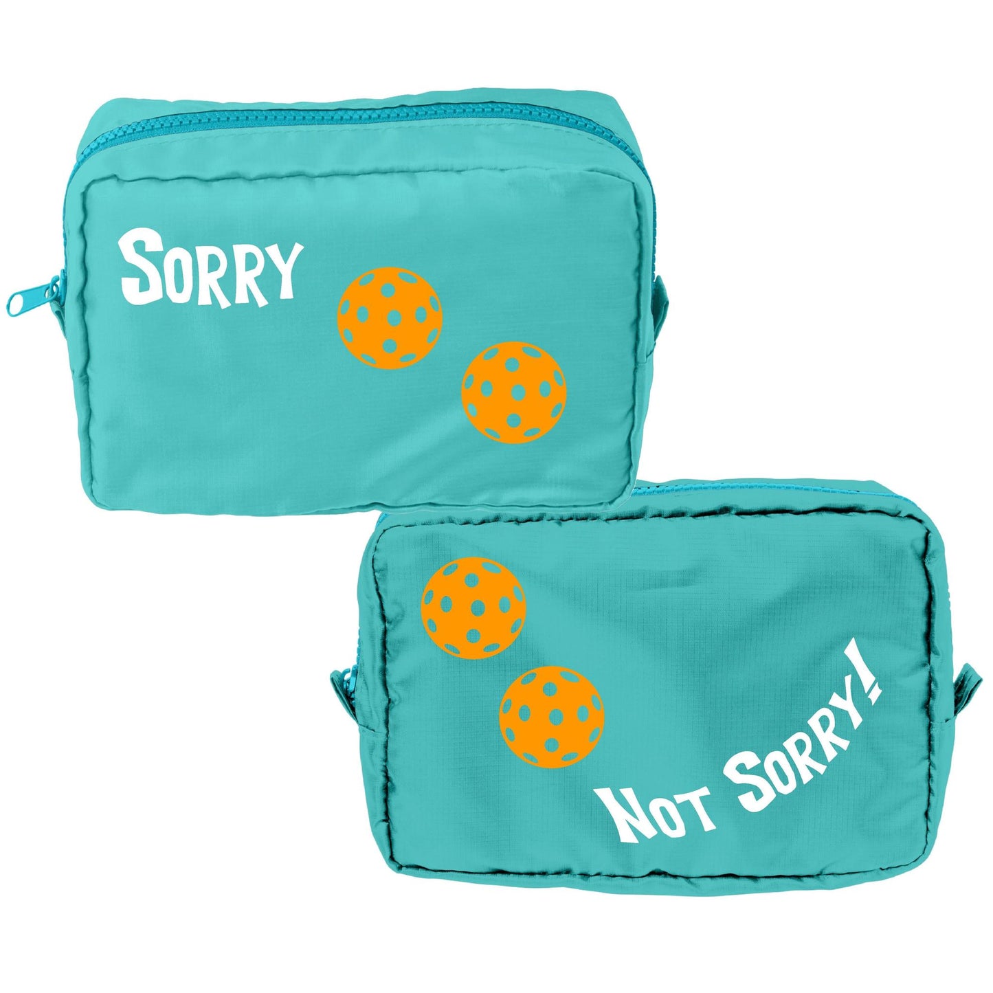 Sorry Not Sorry With Pickleballs (Customizable) | Pickleball Dimensional Cosmetic Pouch Bag | Small Size Court Dimensional Bag