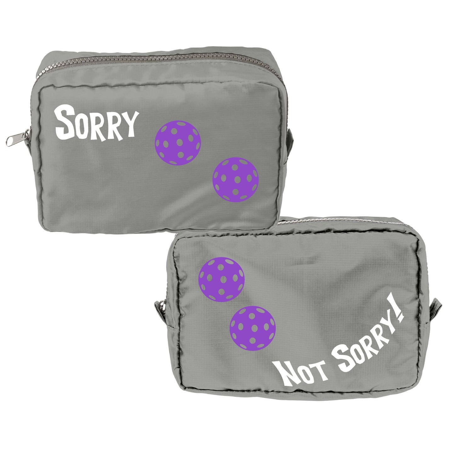 Sorry Not Sorry With Pickleballs (Customizable) | Pickleball Dimensional Cosmetic Pouch Bag | Small Size Court Dimensional Bag
