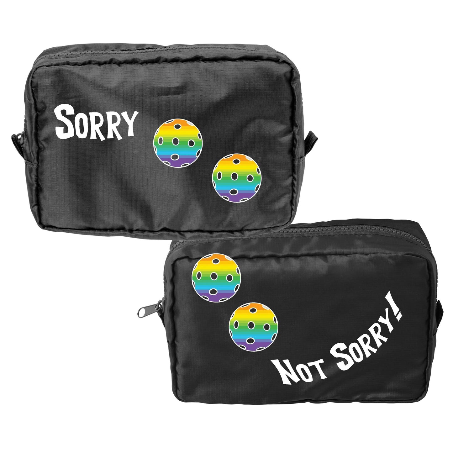 Sorry Not Sorry With Pickleballs (Customizable) | Pickleball Dimensional Cosmetic Pouch Bag | Small Size Court Dimensional Bag