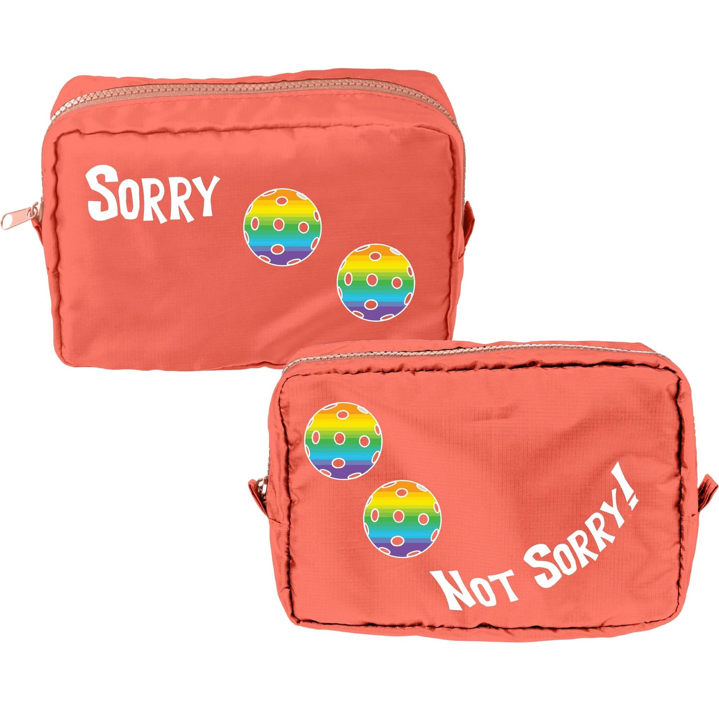 Sorry Not Sorry With Pickleballs (Customizable) | Pickleball Dimensional Cosmetic Pouch Bag | Small Size Court Dimensional Bag