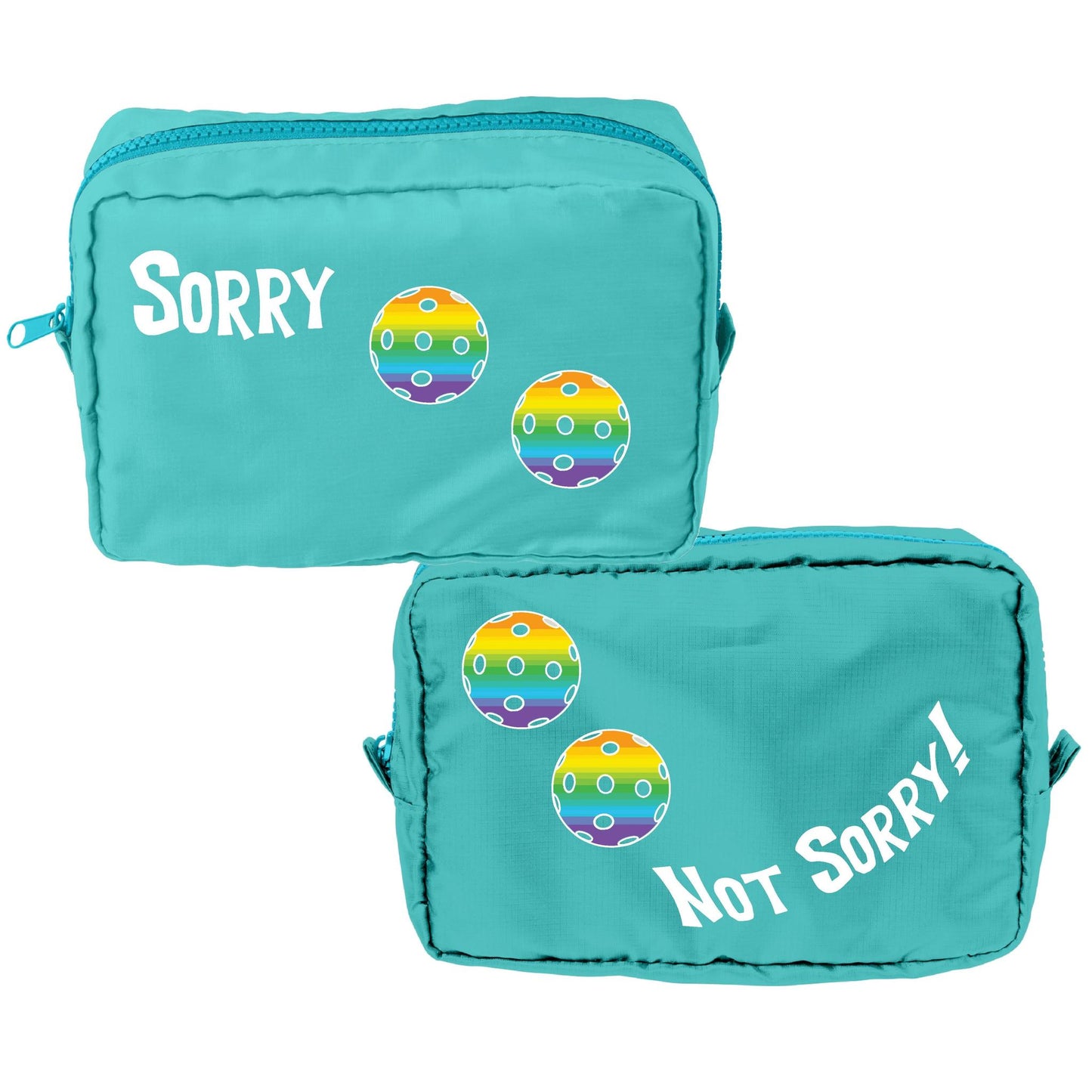 Sorry Not Sorry With Pickleballs (Customizable) | Pickleball Dimensional Cosmetic Pouch Bag | Small Size Court Dimensional Bag