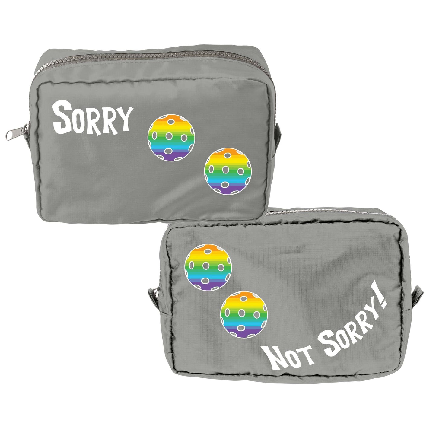 Sorry Not Sorry With Pickleballs (Customizable) | Pickleball Dimensional Cosmetic Pouch Bag | Small Size Court Dimensional Bag