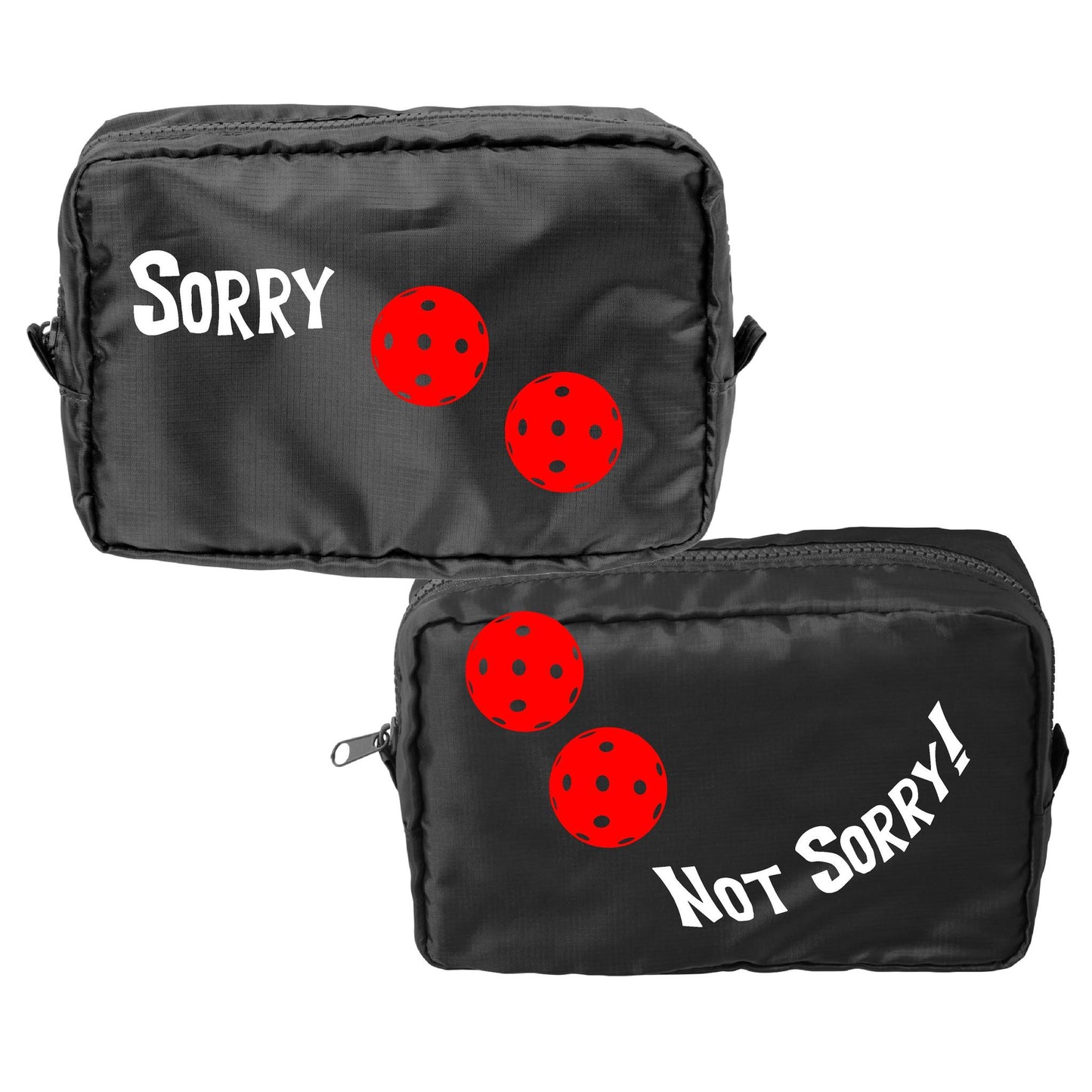 Sorry Not Sorry With Pickleballs (Customizable) | Pickleball Dimensional Cosmetic Pouch Bag | Small Size Court Dimensional Bag