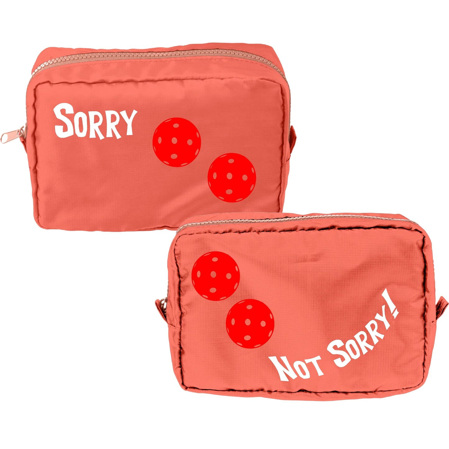 Sorry Not Sorry With Pickleballs (Customizable) | Pickleball Dimensional Cosmetic Pouch Bag | Small Size Court Dimensional Bag