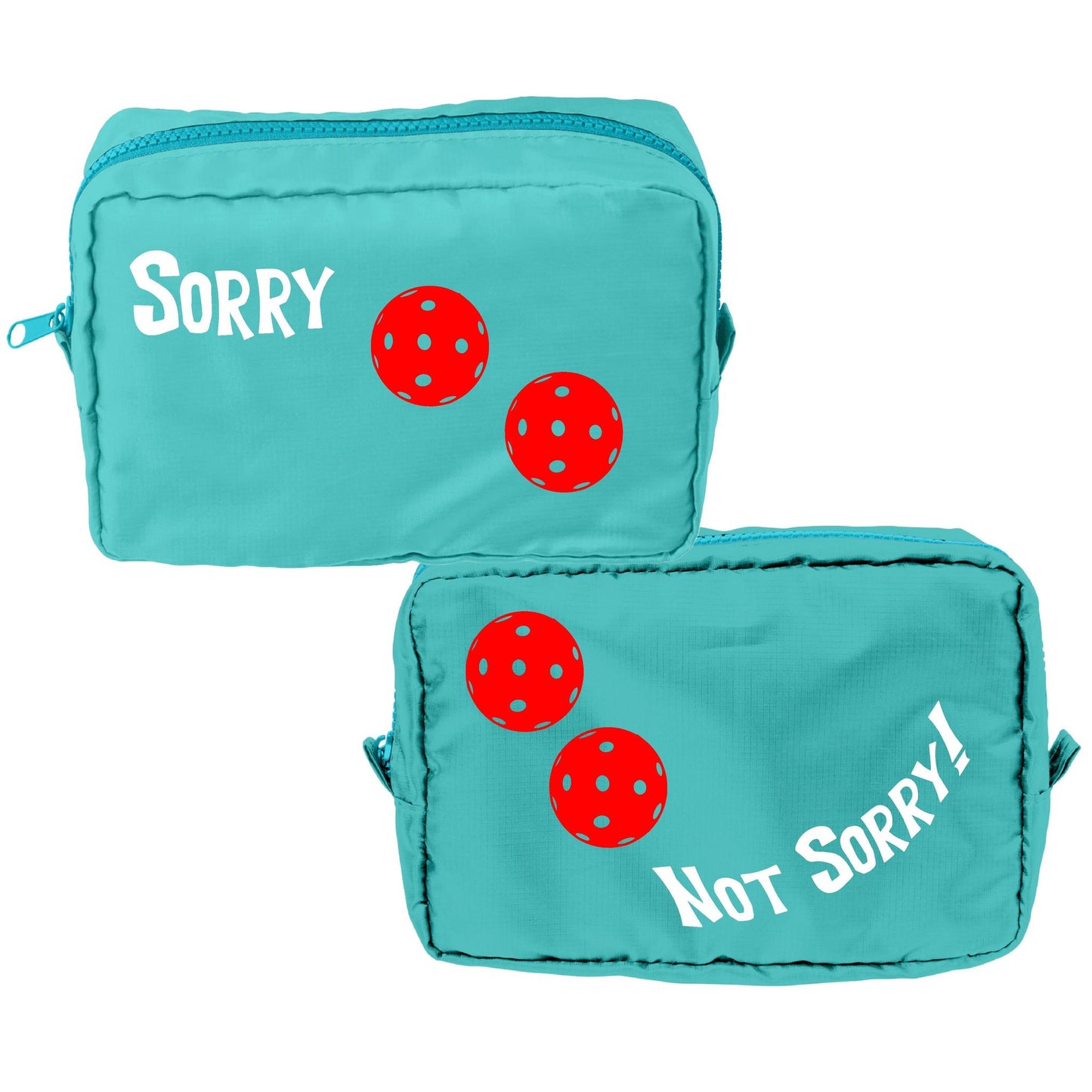 Sorry Not Sorry With Pickleballs (Customizable) | Pickleball Dimensional Cosmetic Pouch Bag | Small Size Court Dimensional Bag