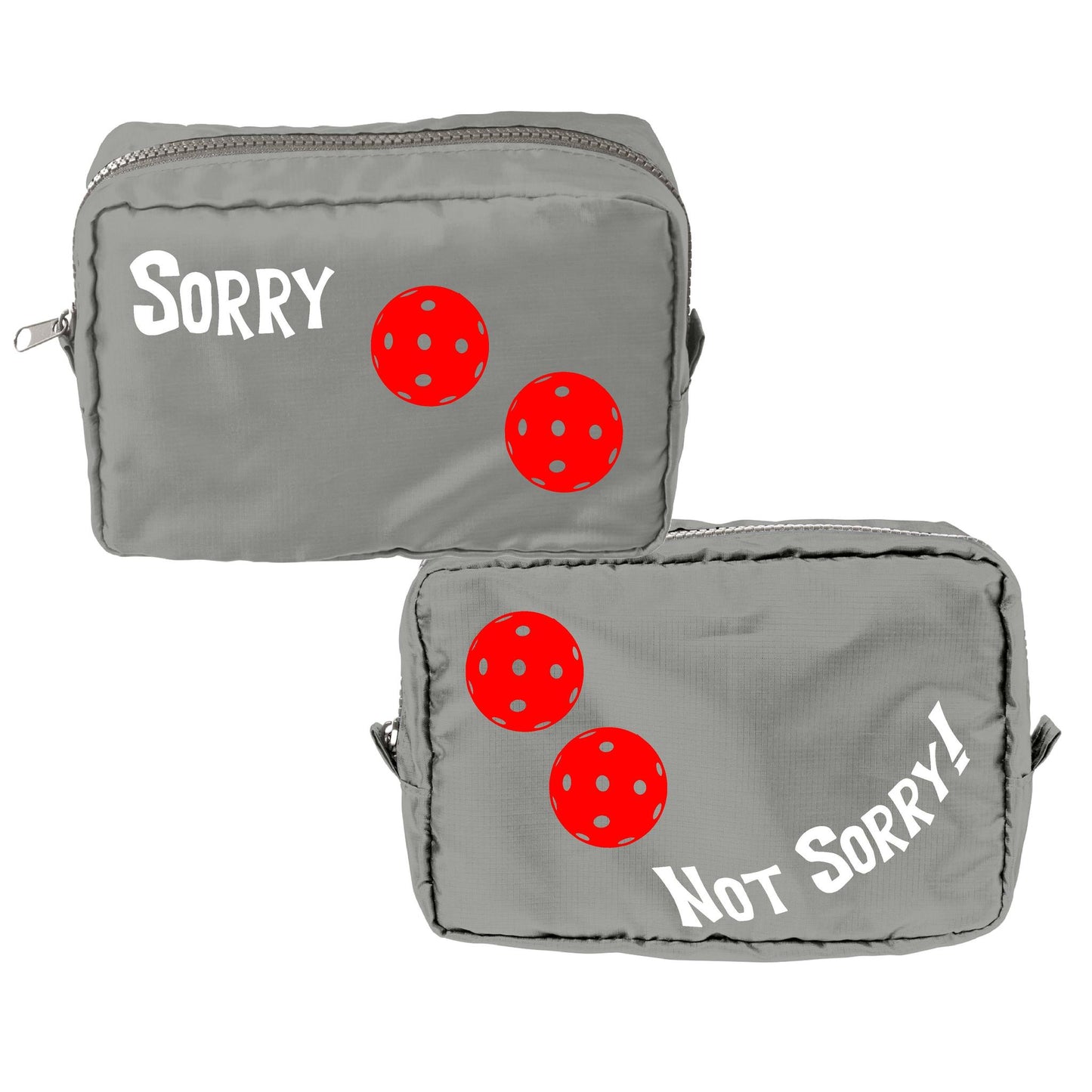 Sorry Not Sorry With Pickleballs (Customizable) | Pickleball Dimensional Cosmetic Pouch Bag | Small Size Court Dimensional Bag