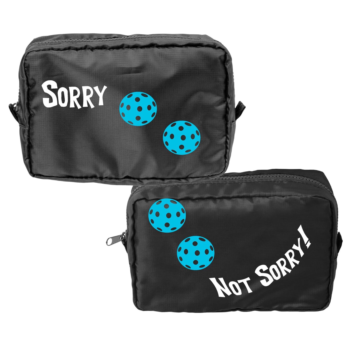 Sorry Not Sorry With Pickleballs (Customizable) | Pickleball Dimensional Cosmetic Pouch Bag | Small Size Court Dimensional Bag
