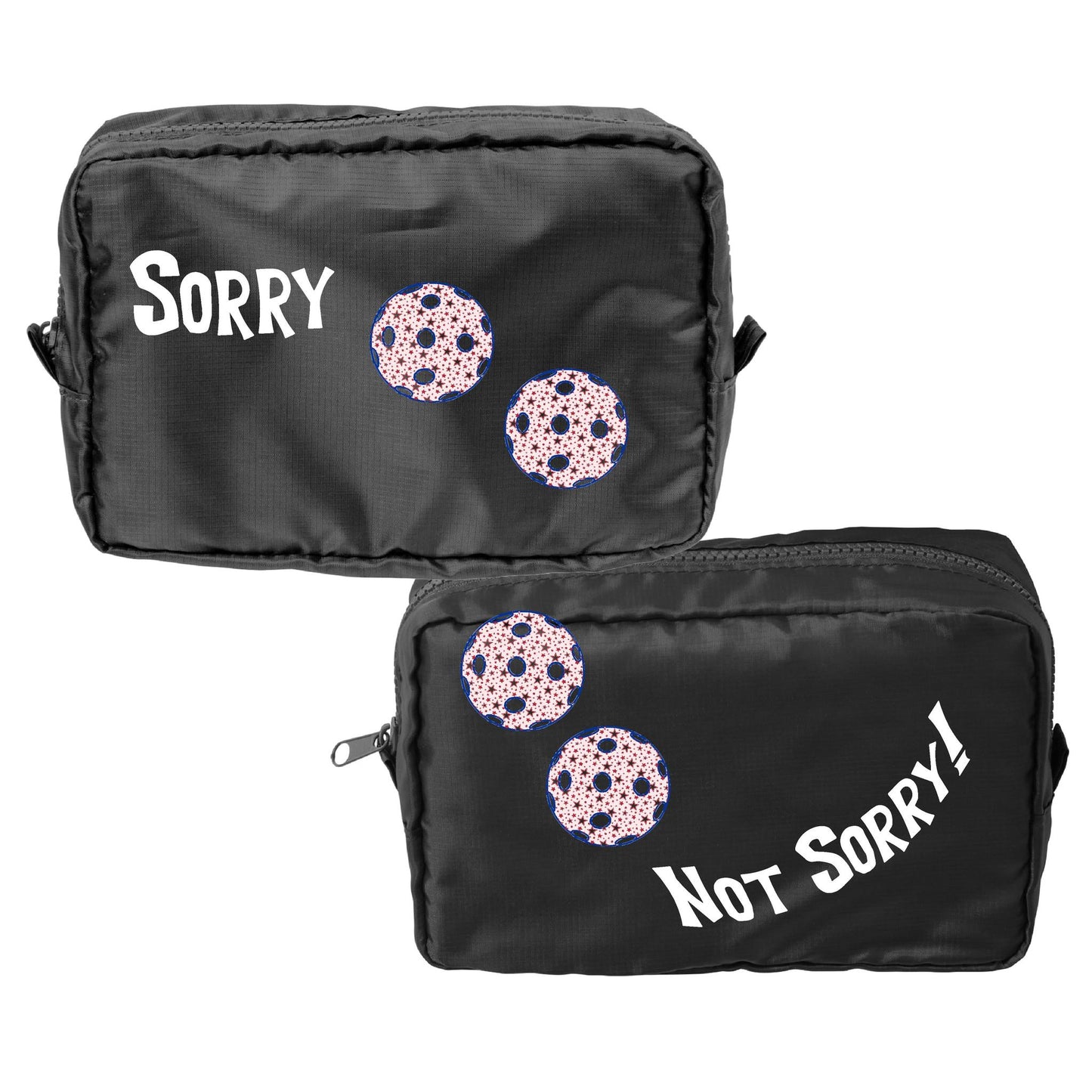 Sorry Not Sorry With Pickleballs (Customizable) | Pickleball Dimensional Cosmetic Pouch Bag | Small Size Court Dimensional Bag