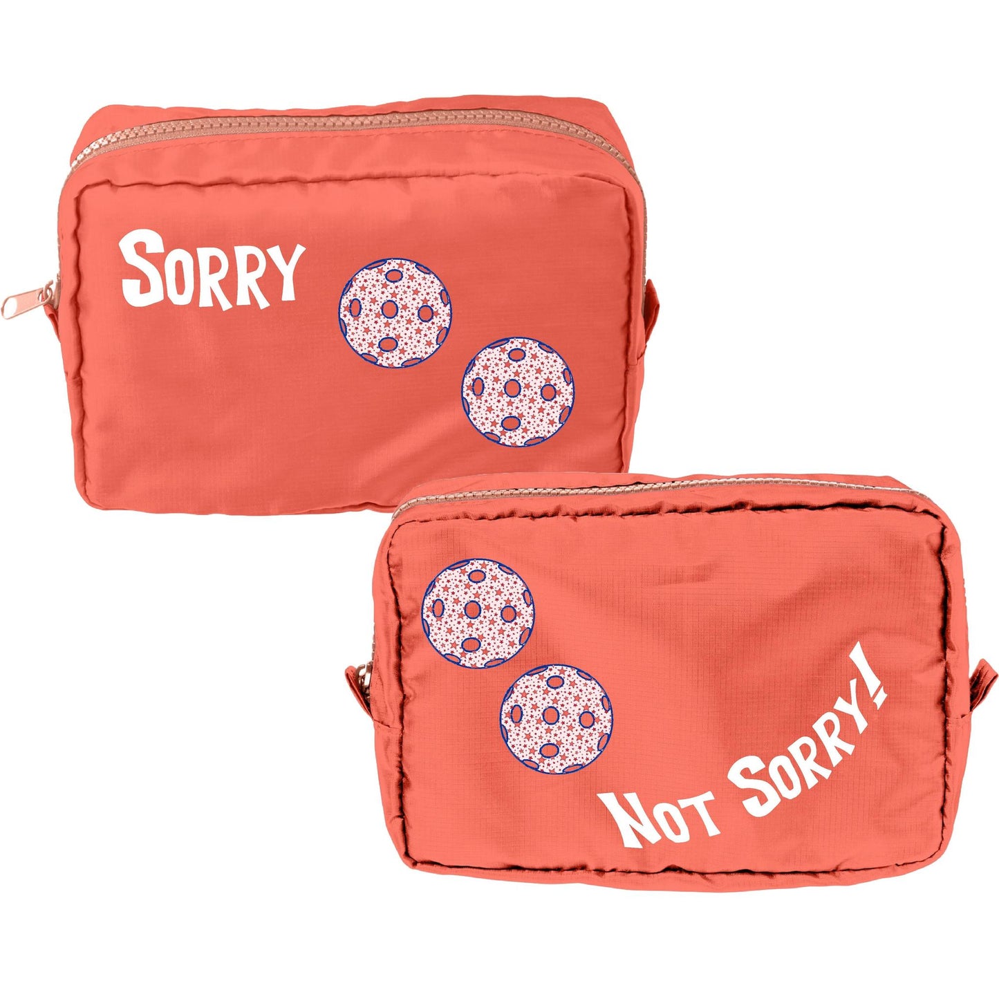 Sorry Not Sorry With Pickleballs (Customizable) | Pickleball Dimensional Cosmetic Pouch Bag | Small Size Court Dimensional Bag