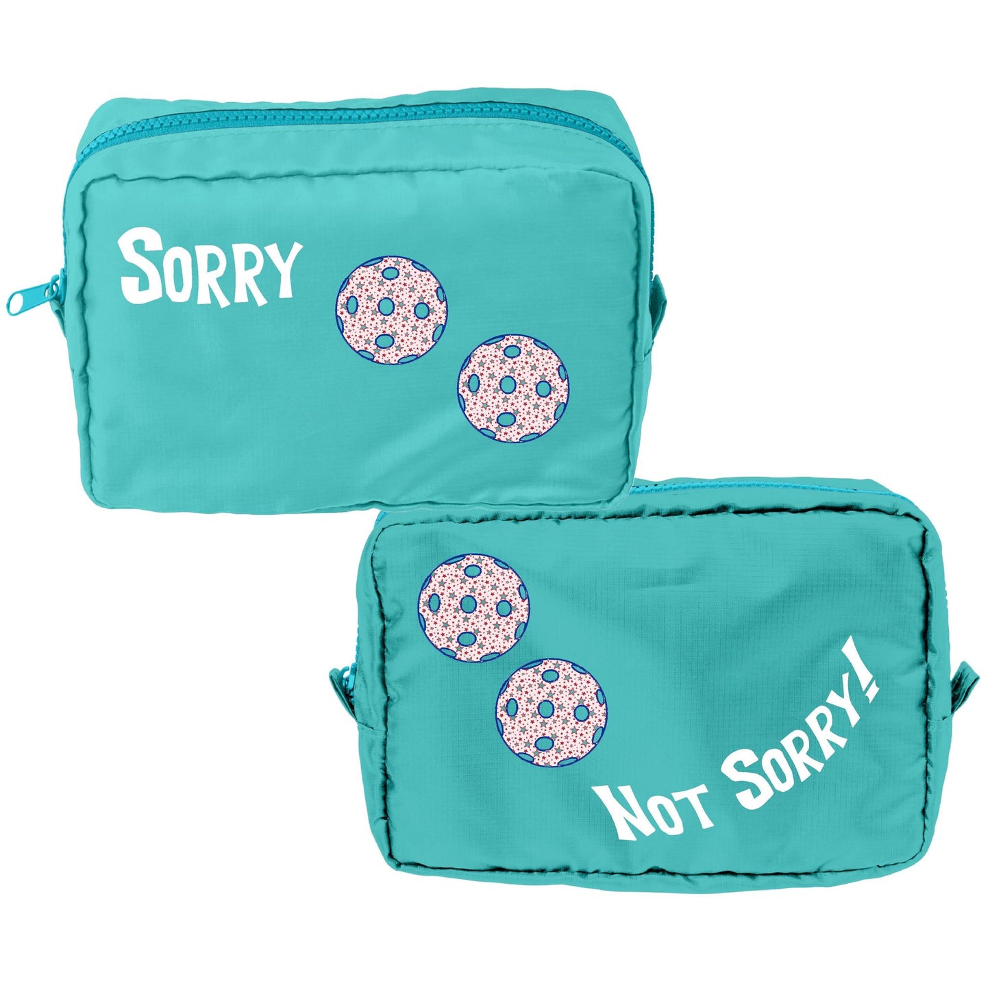 Sorry Not Sorry With Pickleballs (Customizable) | Pickleball Dimensional Cosmetic Pouch Bag | Small Size Court Dimensional Bag