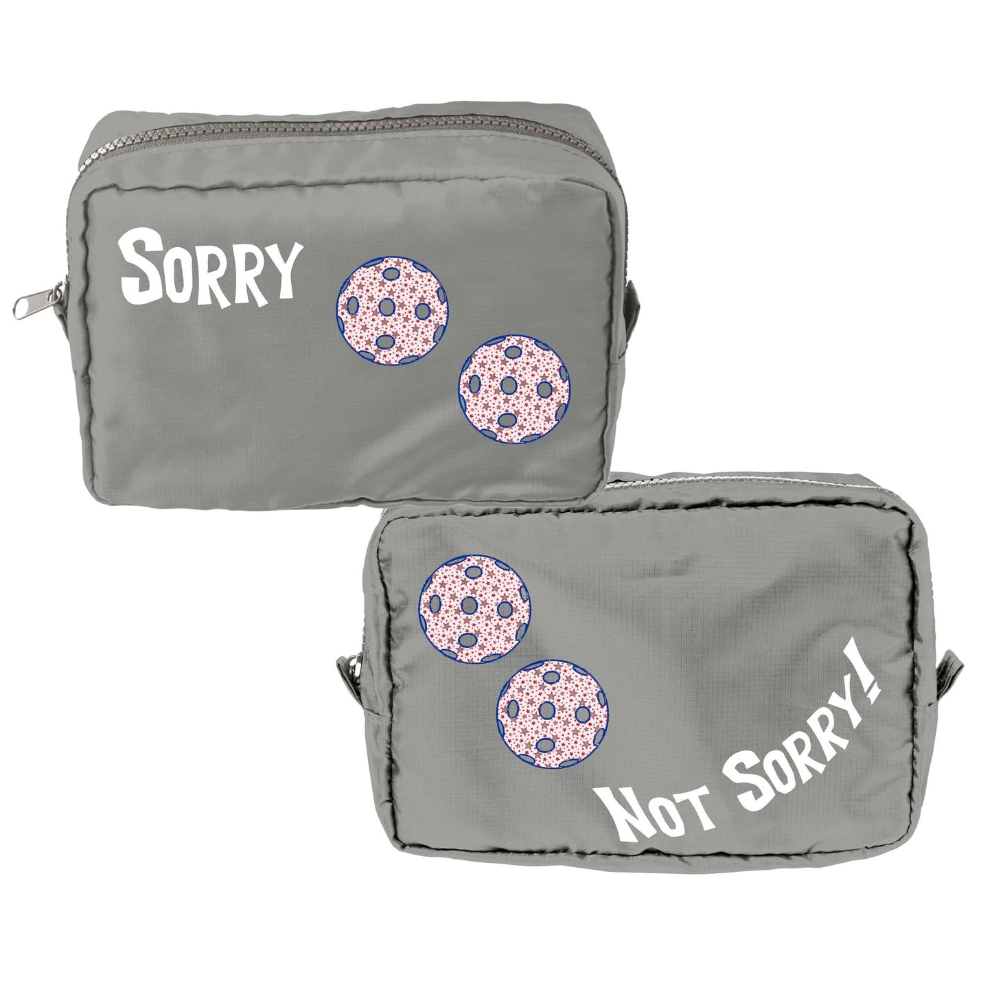 Sorry Not Sorry With Pickleballs (Customizable) | Pickleball Dimensional Cosmetic Pouch Bag | Small Size Court Dimensional Bag