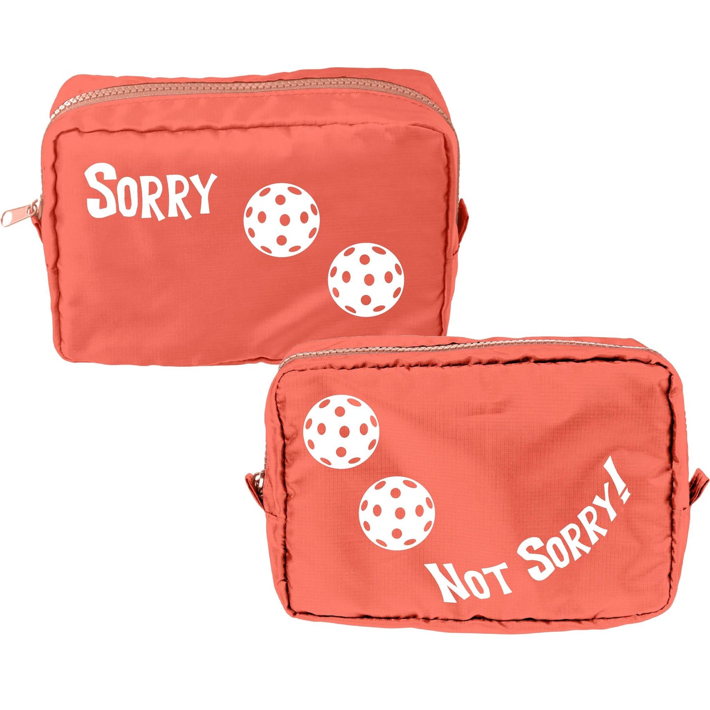 Sorry Not Sorry With Pickleballs (Customizable) | Pickleball Dimensional Cosmetic Pouch Bag | Small Size Court Dimensional Bag
