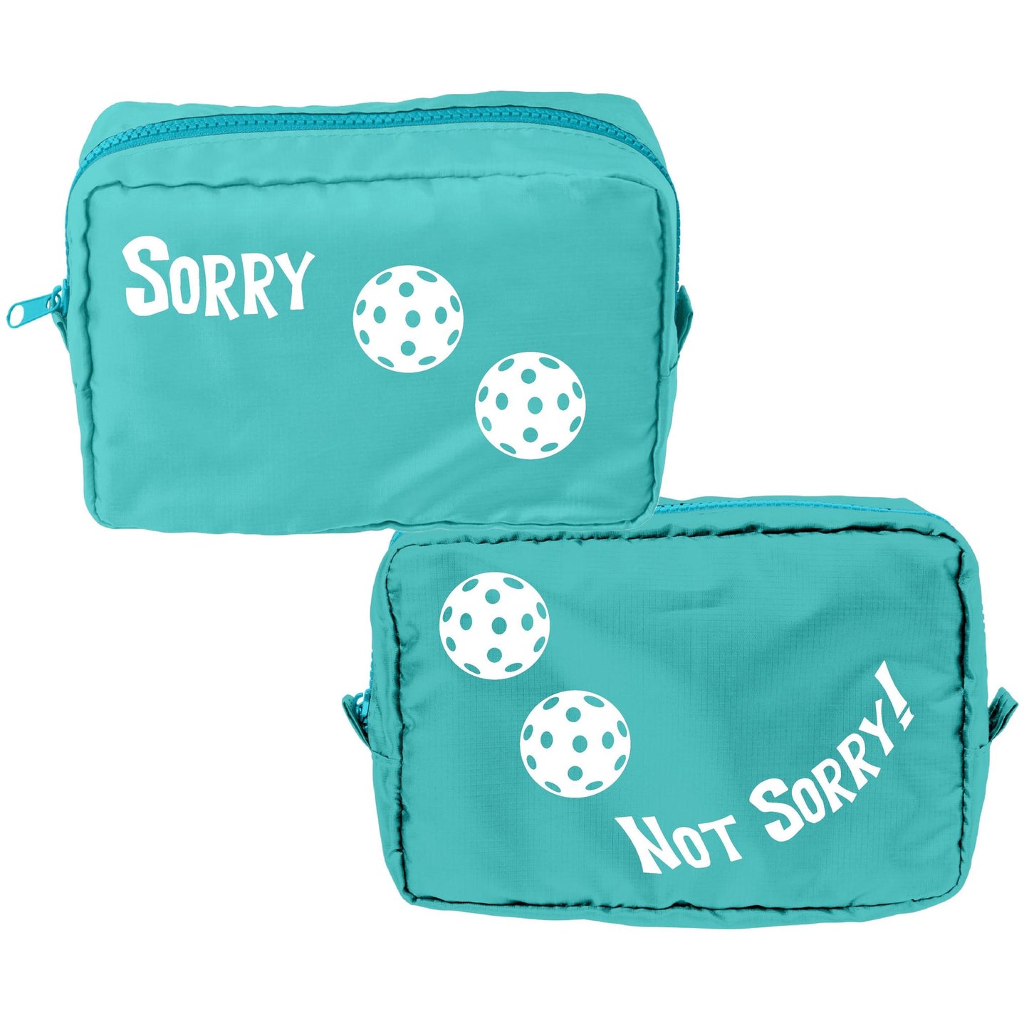 Sorry Not Sorry With Pickleballs (Customizable) | Pickleball Dimensional Cosmetic Pouch Bag | Small Size Court Dimensional Bag