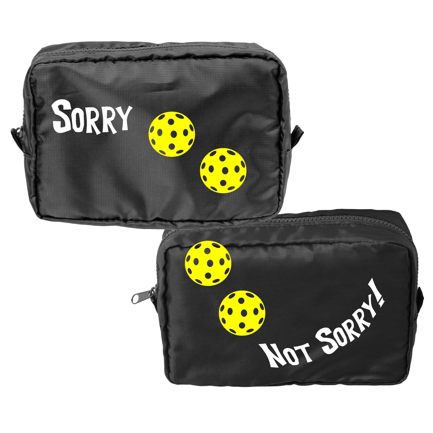 Sorry Not Sorry With Pickleballs (Customizable) | Pickleball Dimensional Cosmetic Pouch Bag | Small Size Court Dimensional Bag