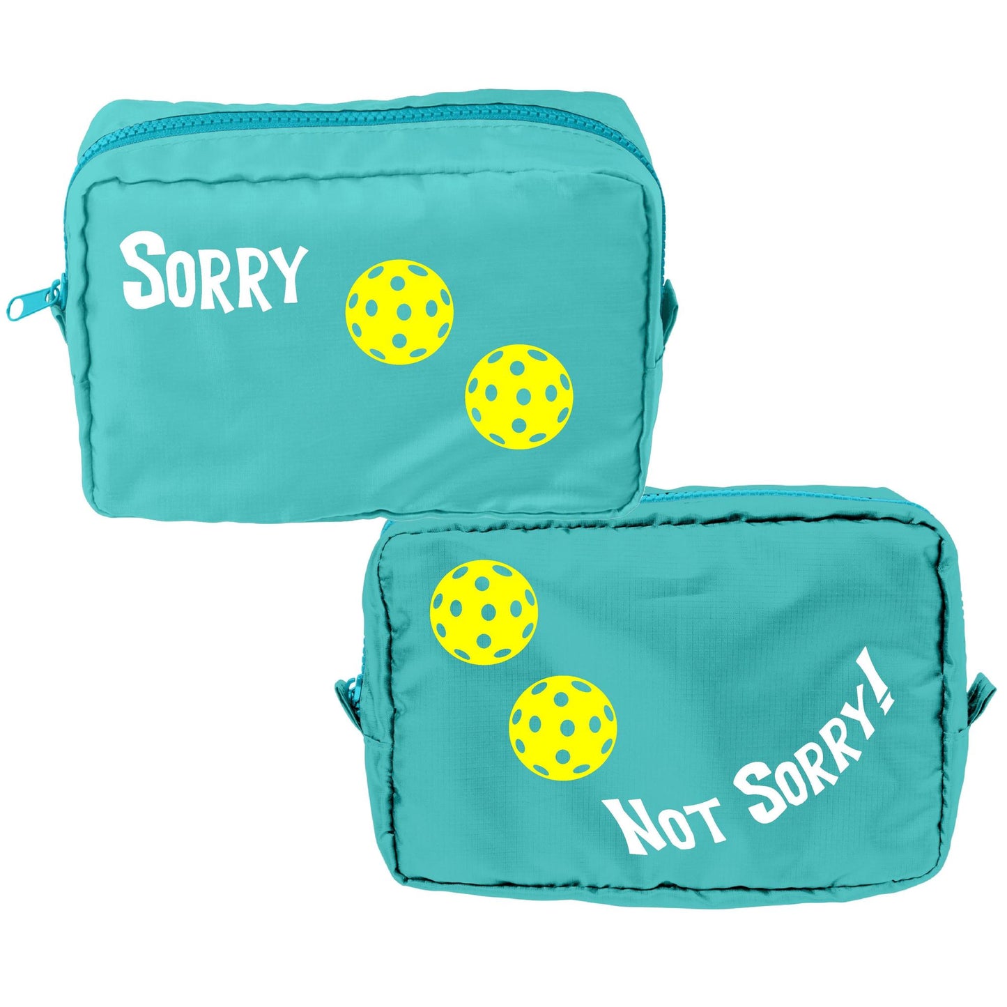 Sorry Not Sorry With Pickleballs (Customizable) | Pickleball Dimensional Cosmetic Pouch Bag | Small Size Court Dimensional Bag