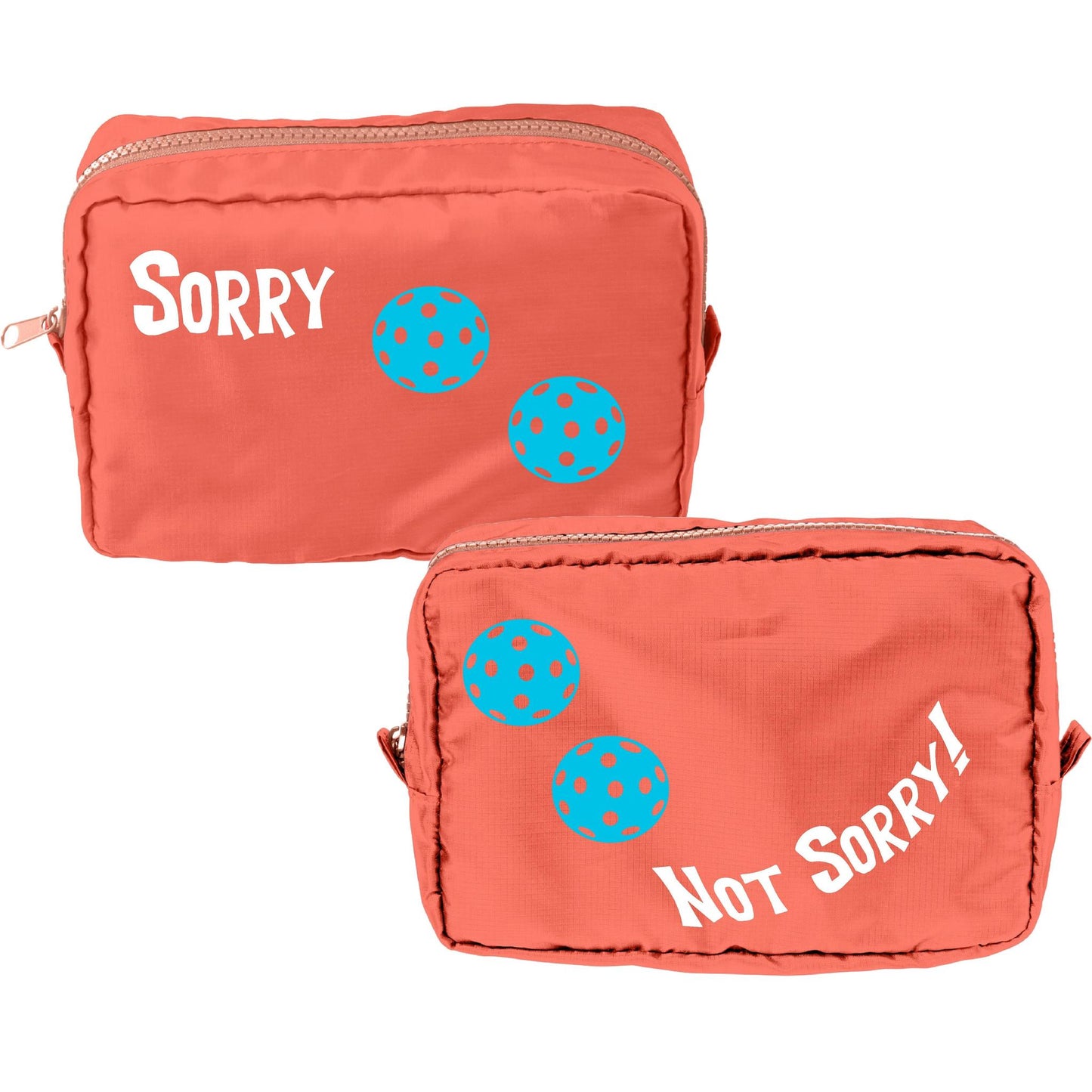 Sorry Not Sorry With Pickleballs (Customizable) | Pickleball Dimensional Cosmetic Pouch Bag | Small Size Court Dimensional Bag