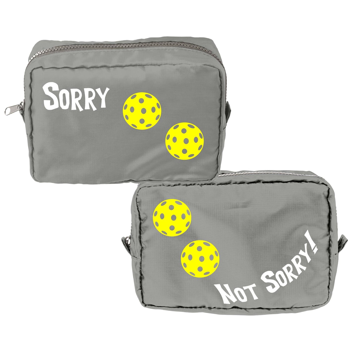 Sorry Not Sorry With Pickleballs (Customizable) | Pickleball Dimensional Cosmetic Pouch Bag | Small Size Court Dimensional Bag