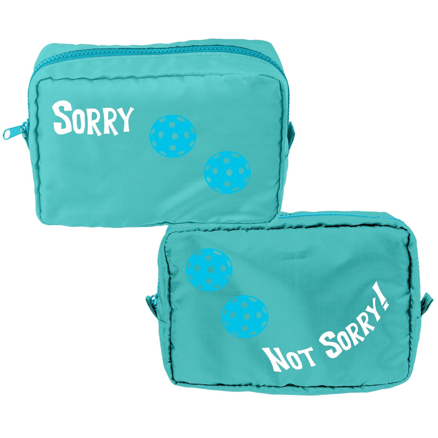 Sorry Not Sorry With Pickleballs (Customizable) | Pickleball Dimensional Cosmetic Pouch Bag | Small Size Court Dimensional Bag