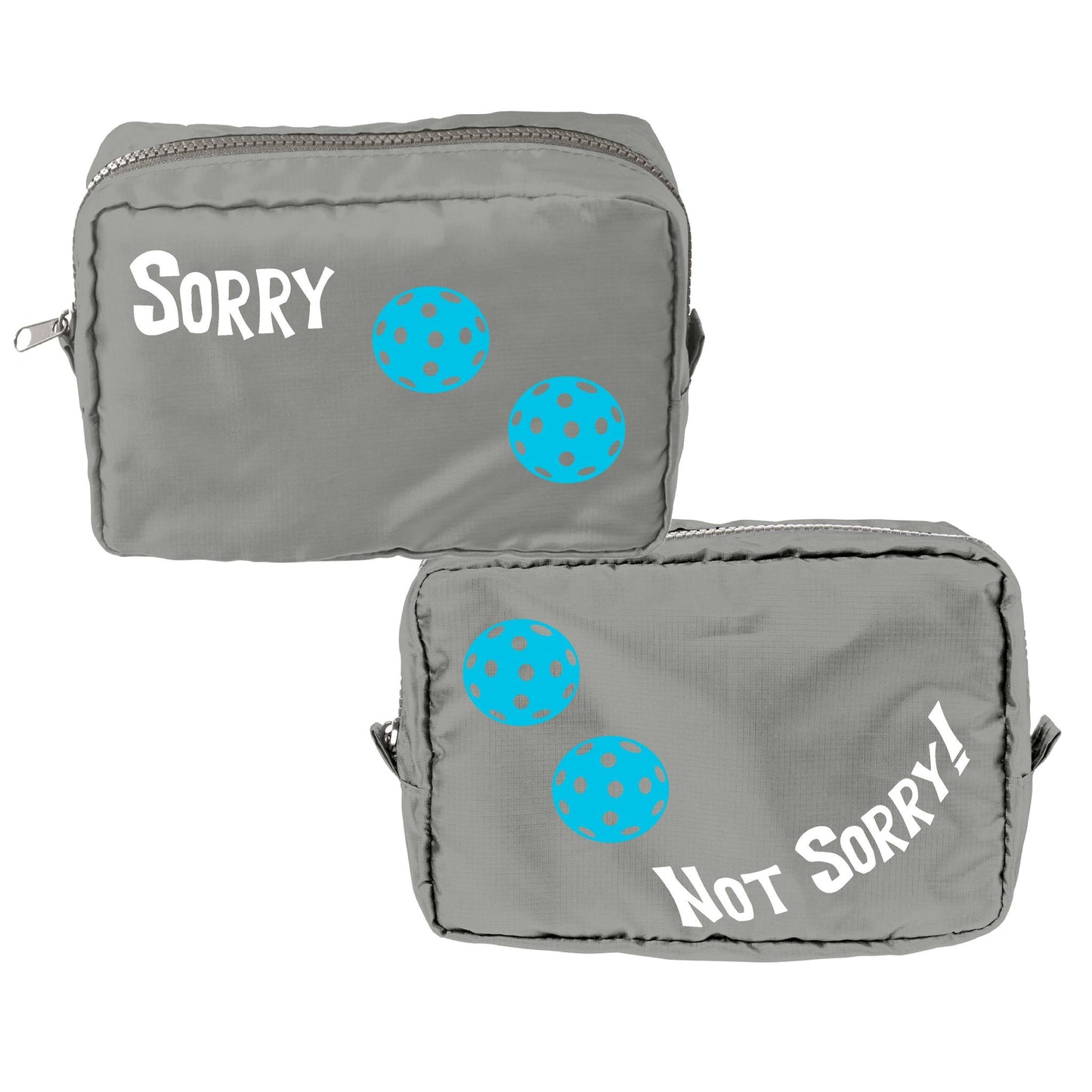 Sorry Not Sorry With Pickleballs (Customizable) | Pickleball Dimensional Cosmetic Pouch Bag | Small Size Court Dimensional Bag