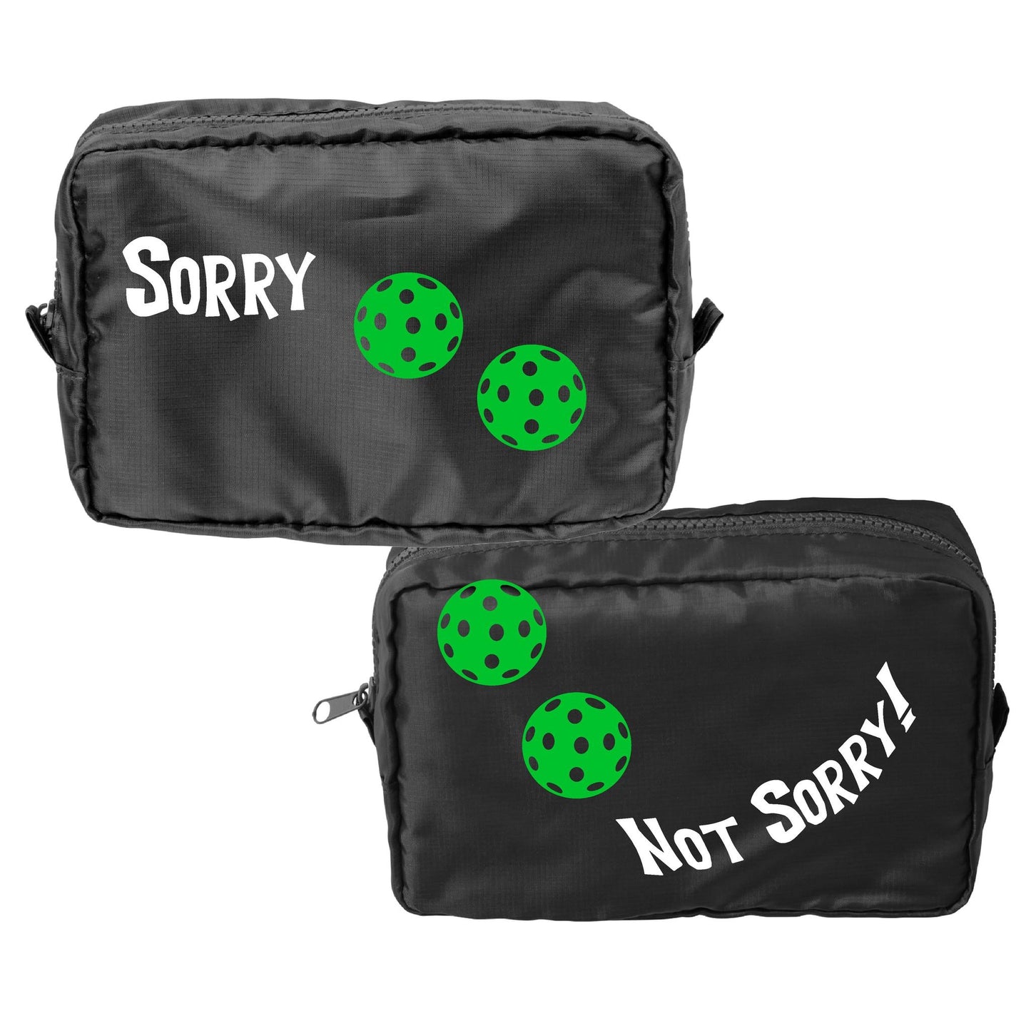 Sorry Not Sorry With Pickleballs (Customizable) | Pickleball Dimensional Cosmetic Pouch Bag | Small Size Court Dimensional Bag
