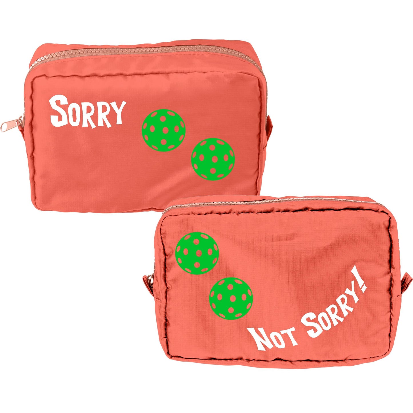 Sorry Not Sorry With Pickleballs (Customizable) | Pickleball Dimensional Cosmetic Pouch Bag | Small Size Court Dimensional Bag