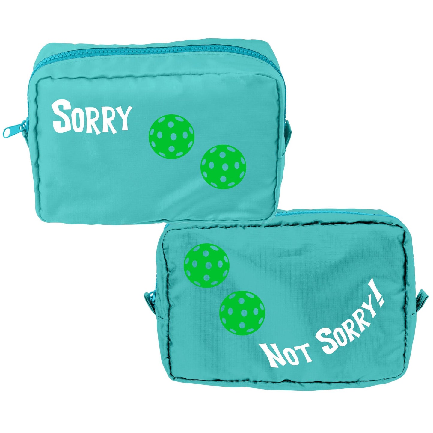 Sorry Not Sorry With Pickleballs (Customizable) | Pickleball Dimensional Cosmetic Pouch Bag | Small Size Court Dimensional Bag