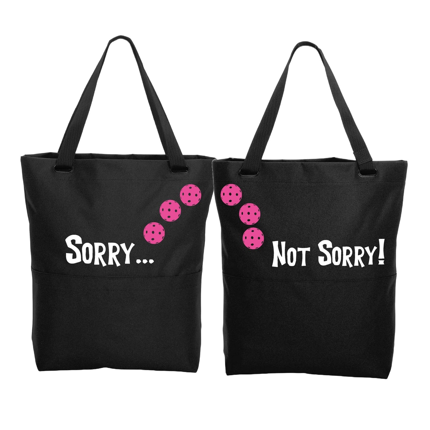 Sorry Not Sorry With Pickleballs (Customizable) | Pickleball Sports Convertible Tote Bag | Medium Size Court Tote Bag