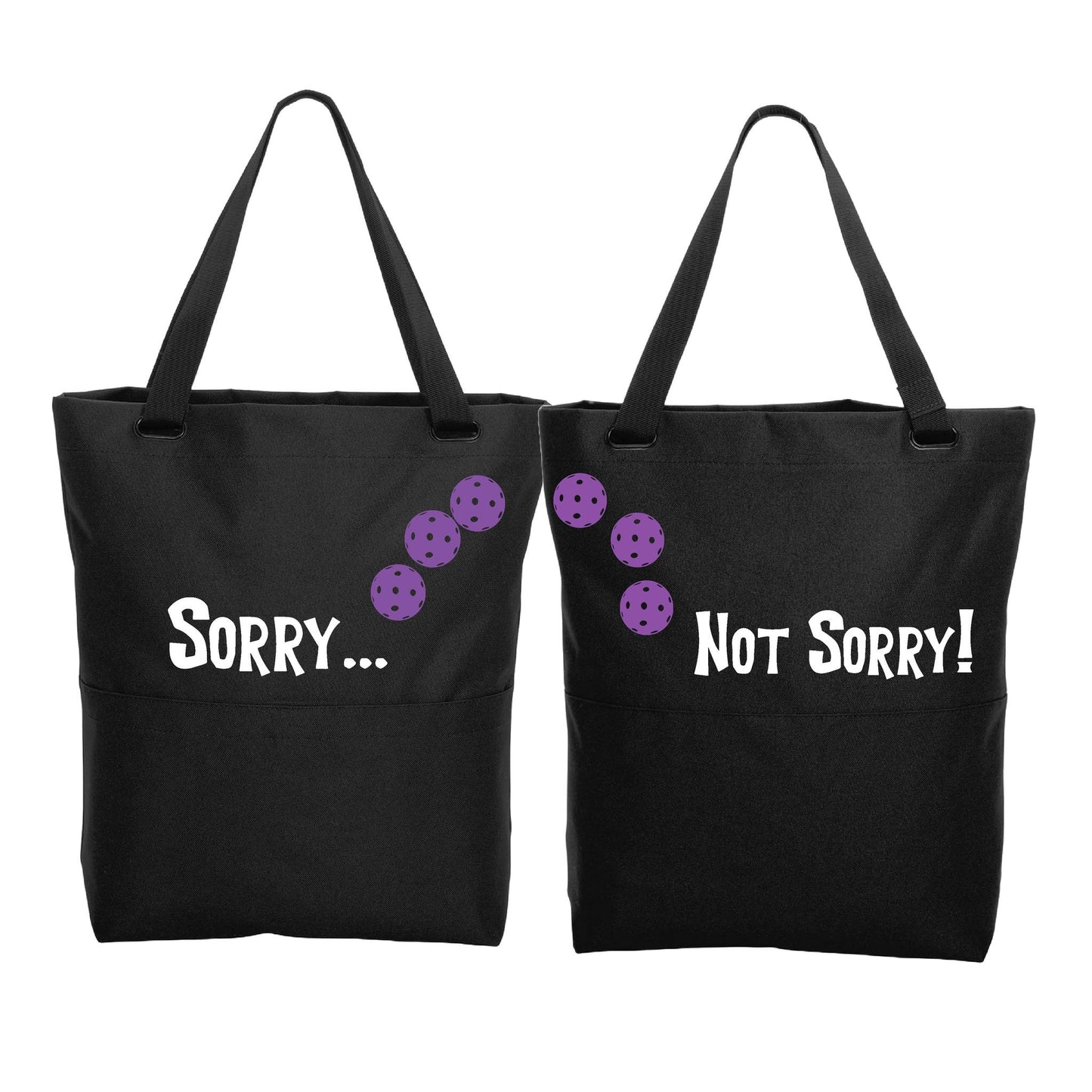 Sorry Not Sorry With Pickleballs (Customizable) | Pickleball Sports Convertible Tote Bag | Medium Size Court Tote Bag