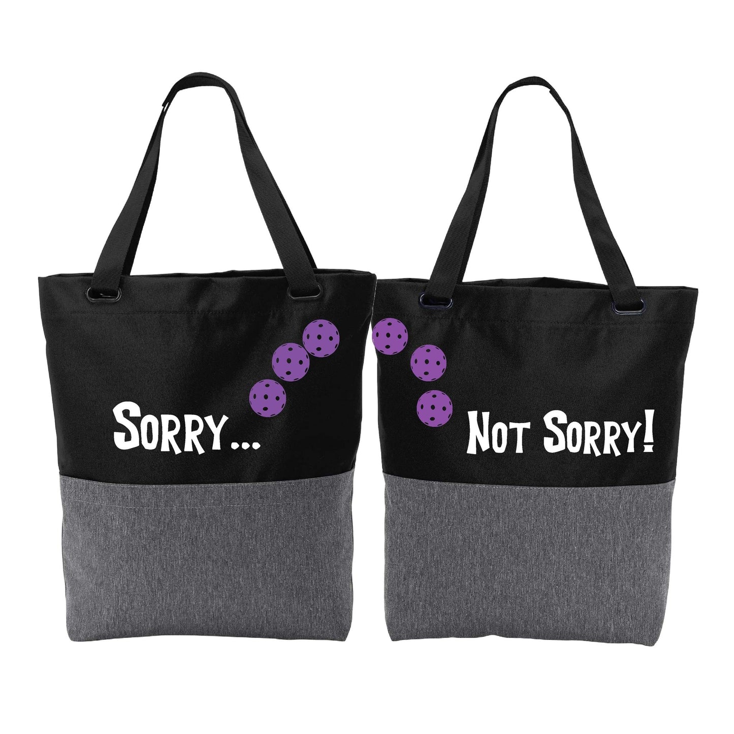 Sorry Not Sorry With Pickleballs (Customizable) | Pickleball Sports Convertible Tote Bag | Medium Size Court Tote Bag