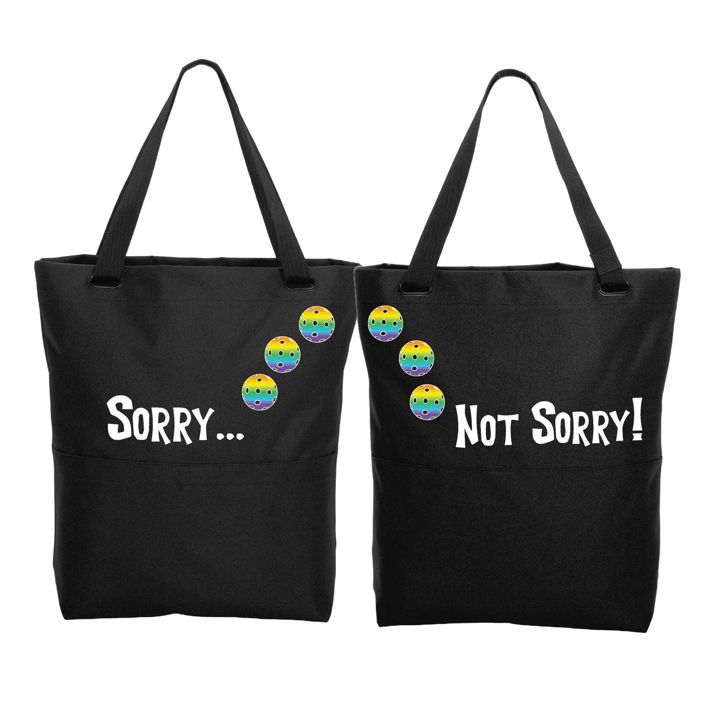 Sorry Not Sorry With Pickleballs (Customizable) | Pickleball Sports Convertible Tote Bag | Medium Size Court Tote Bag