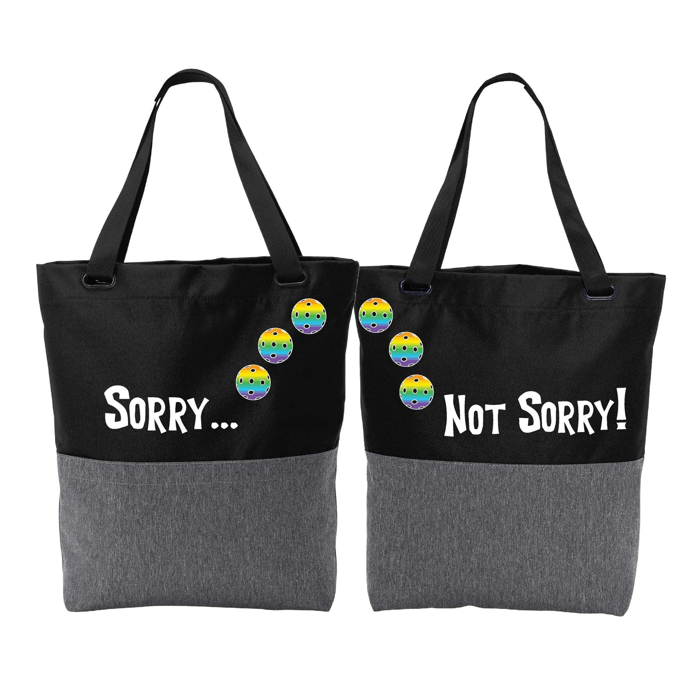 Sorry Not Sorry With Pickleballs (Customizable) | Pickleball Sports Convertible Tote Bag | Medium Size Court Tote Bag