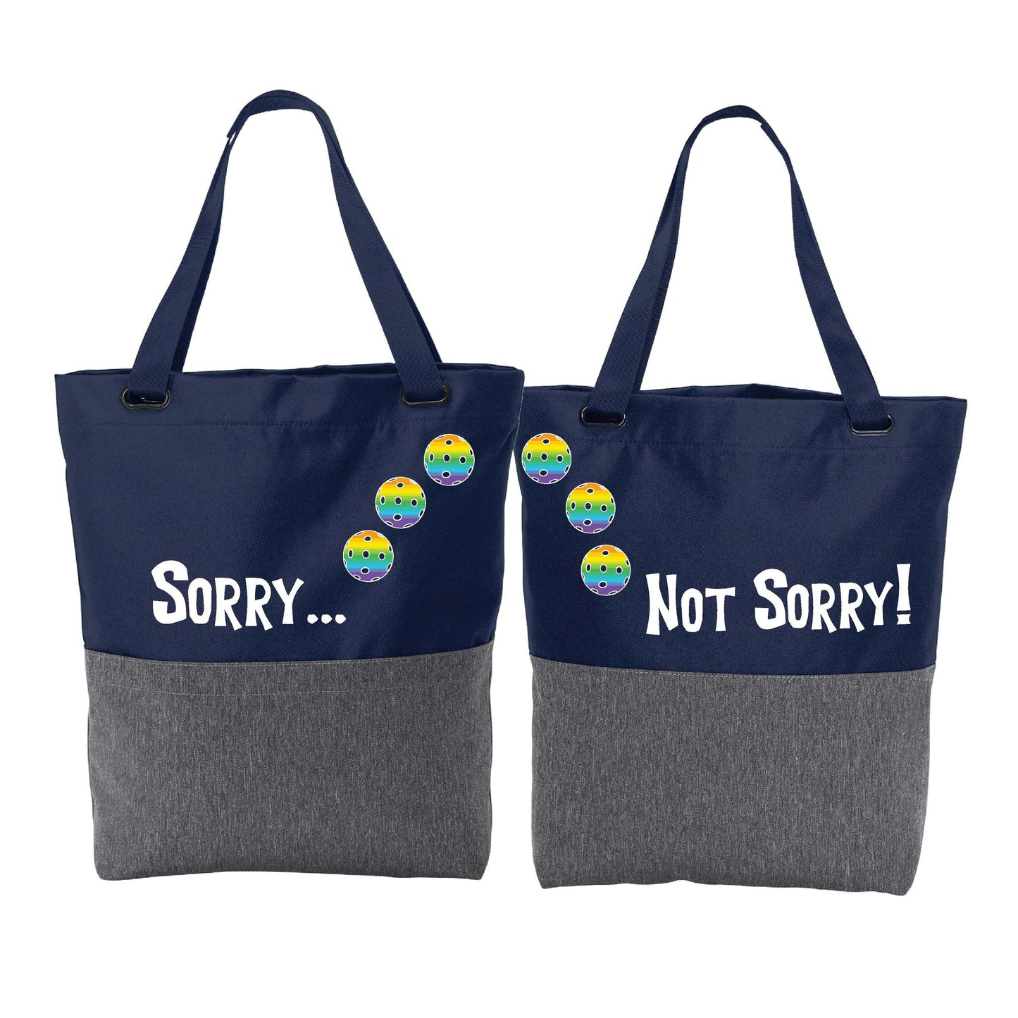 Sorry Not Sorry With Pickleballs (Customizable) | Pickleball Sports Convertible Tote Bag | Medium Size Court Tote Bag