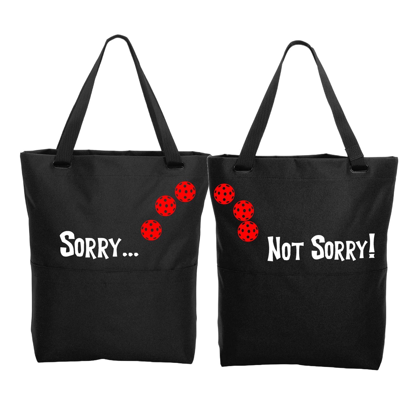 Sorry Not Sorry With Pickleballs (Customizable) | Pickleball Sports Convertible Tote Bag | Medium Size Court Tote Bag